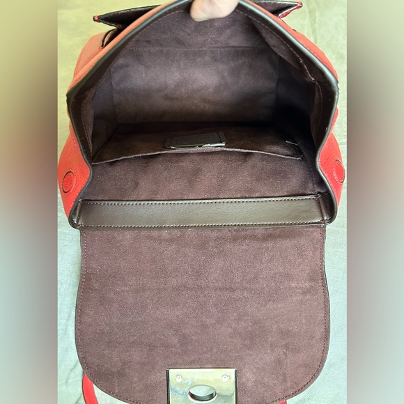 COACH Cassidy Pebble Leather Border Rivets Backpack/Top Handle inBright Cardinal - Picture 11 of 14